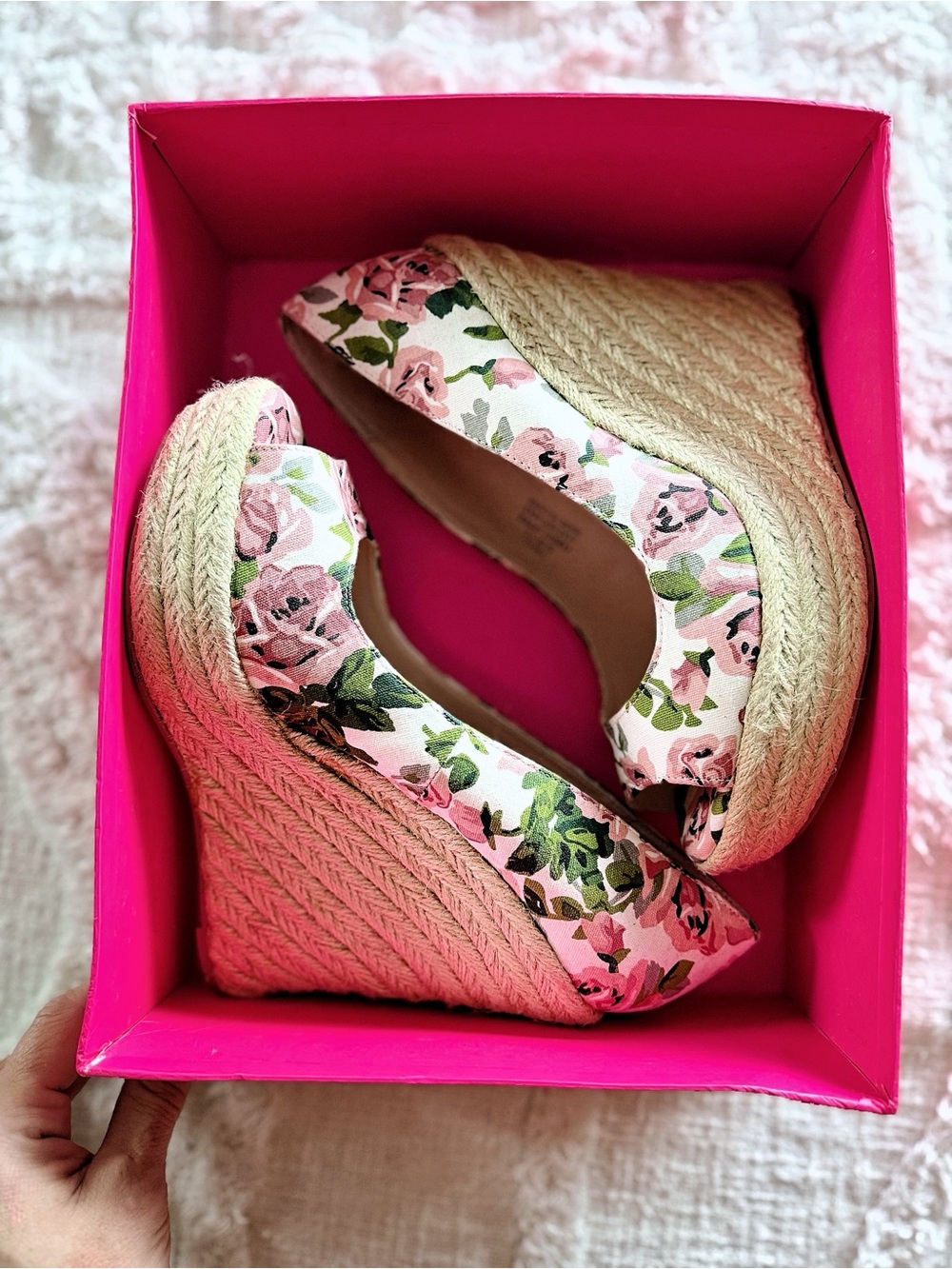 Betsey Johnson Valli Floral Espadrille Wedge Heels Pink Multi Size 7.5 - Picture 10 of 11